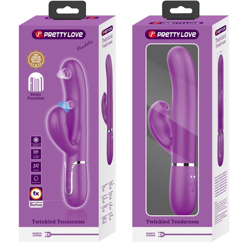 PRETTY LOVE Perlita 3 i 1 multifunktions rabbit vibrator lila