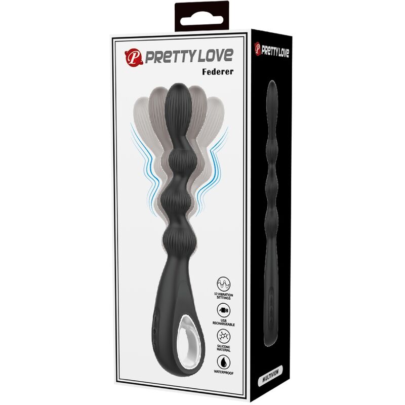 PRETTY LOVE Federer anal vibrator i svart med 12 vibrationslägen