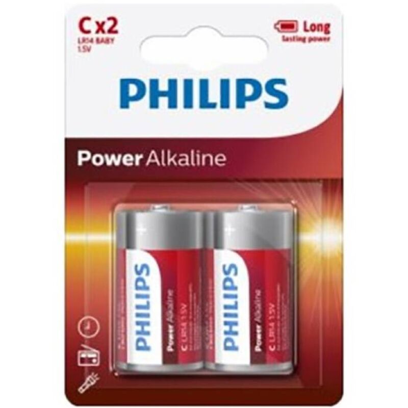 PHILIPS alkaliskt C-batteri LR14 i blisterförpackning