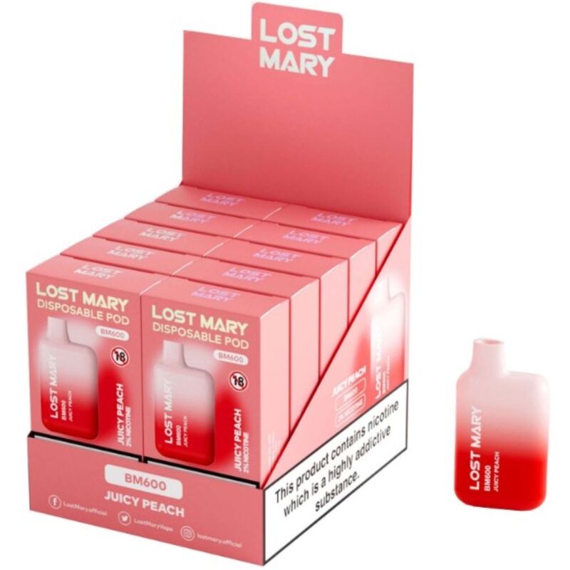LOST MARY - BM600 NICOTINE VAPER 2% ENKEL JUICY PEACH