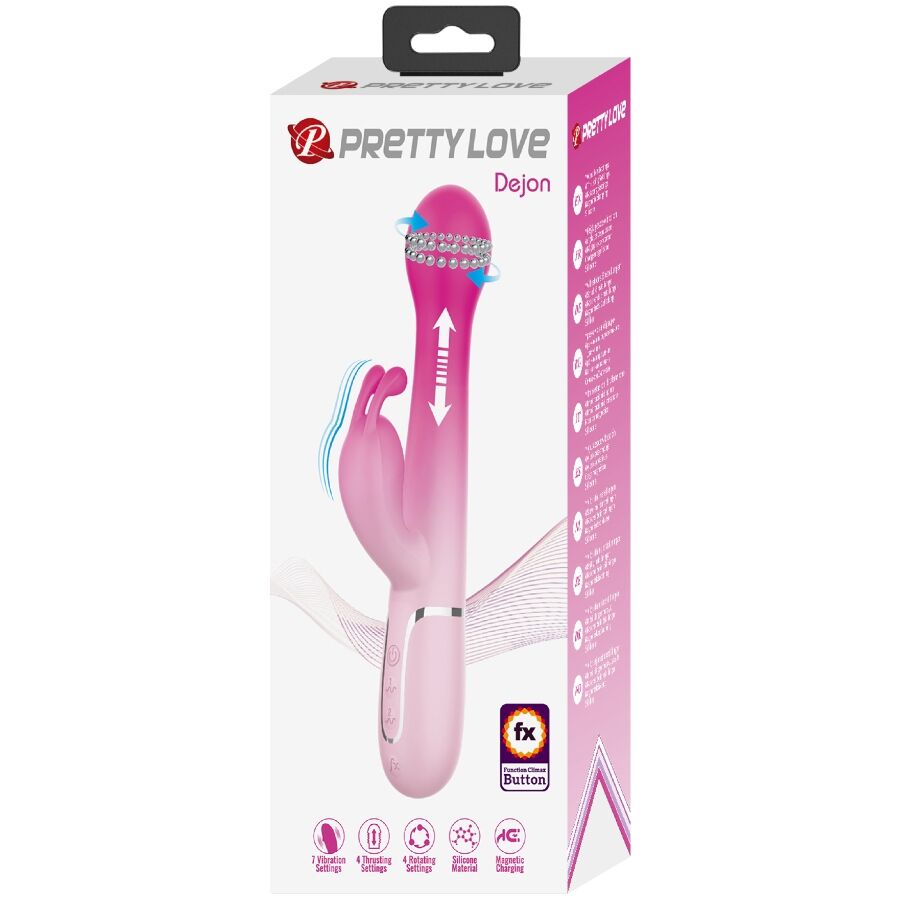 PRETTY LOVE - DEJON 3 I 1 MULTIFUNKTIONS RABBIT VIBRATOR ROSA