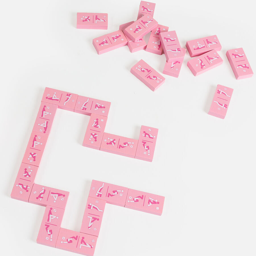Kinky Domino träspel med 28 bitar och illustrationer