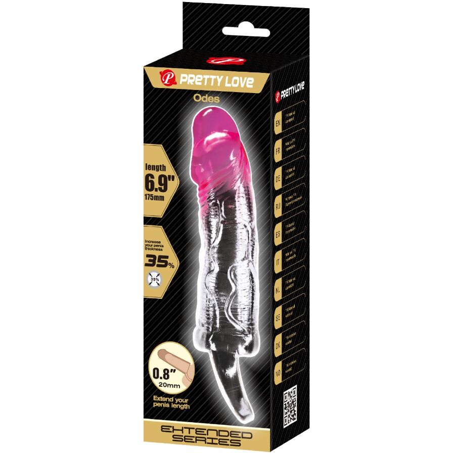 PRETTY LOVE ODES realistisk 2 cm förstoringhylsa för penis rosa
