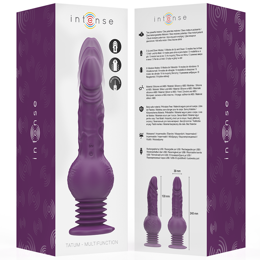 INTENSE - TATUM MULTIFUNCTION VIBRATOR MED UPP OCH NER VIBRATION 24 CM LILA