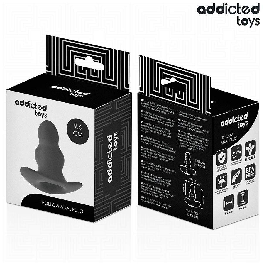 Addicted Toys hallow anal plug i silikon, 9.6 cm