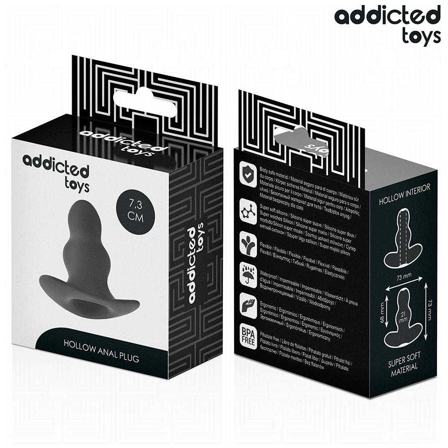 Addicted Toys hallow anal plug i silikon, storlek S 7.3 cm