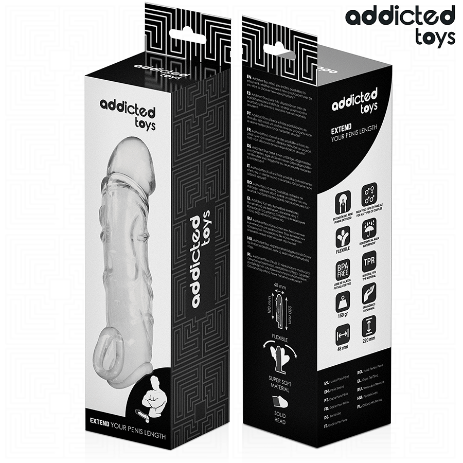 Transparent penisförlängare från Addicted Toys, 27 cm