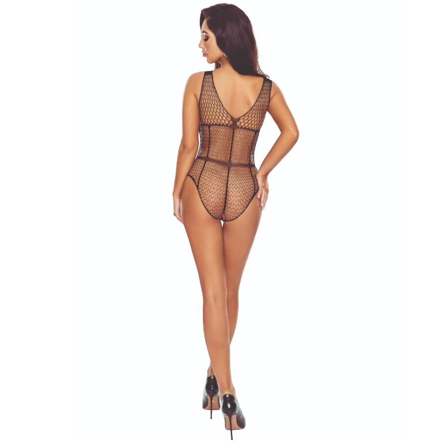 PASSION - BS114 Svart Rutigt Bodystocking