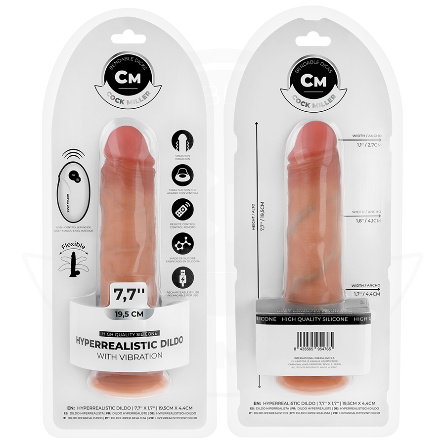 COCK MILLER realistisk dildo med sugkopp och fjärrkontroll 19,5 cm