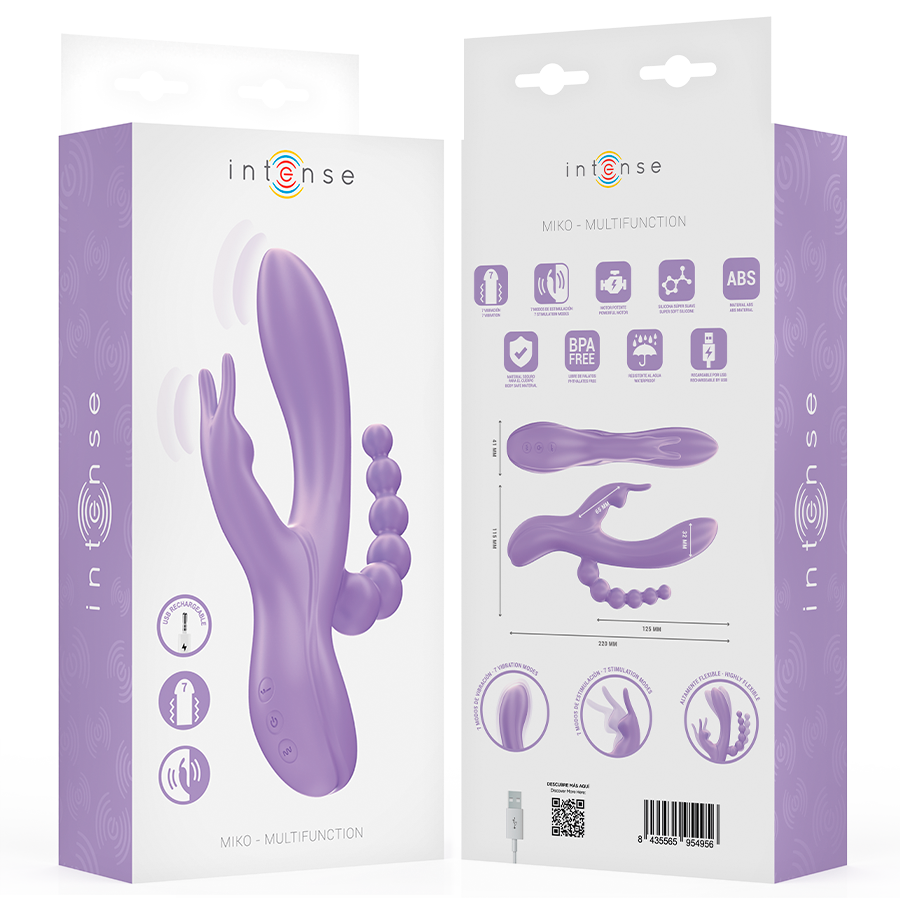 MIKO trippel vibrator med kanin och anal stimulering i lila