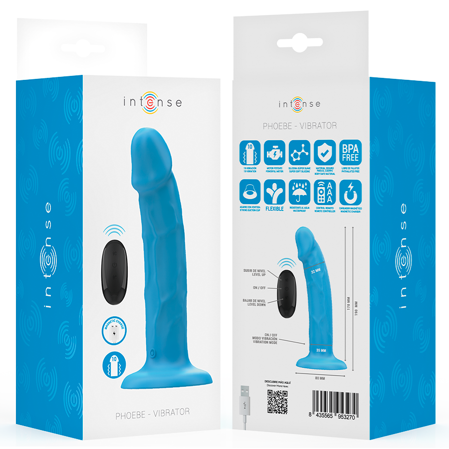 PHOEBE realistisk vibrator i blått med fjärrkontroll