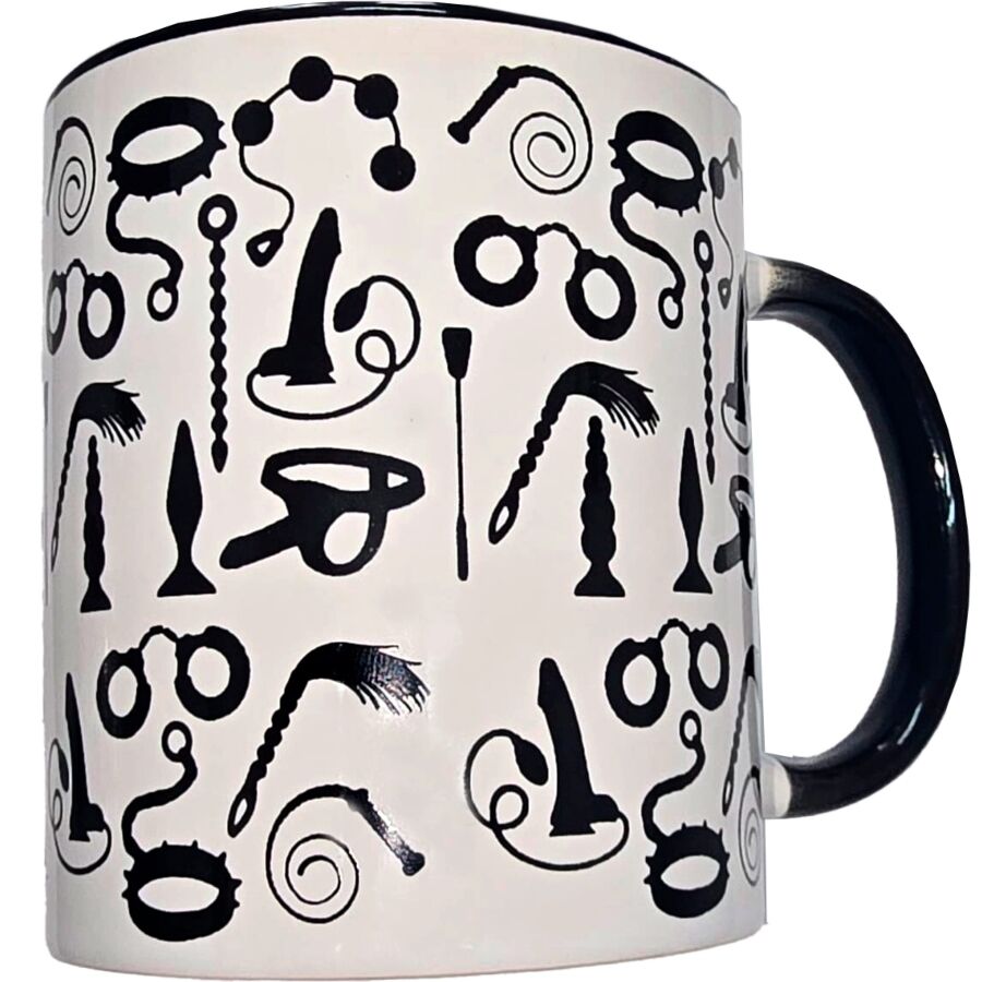 Vit bondagemugg med svart handtag 370 ml