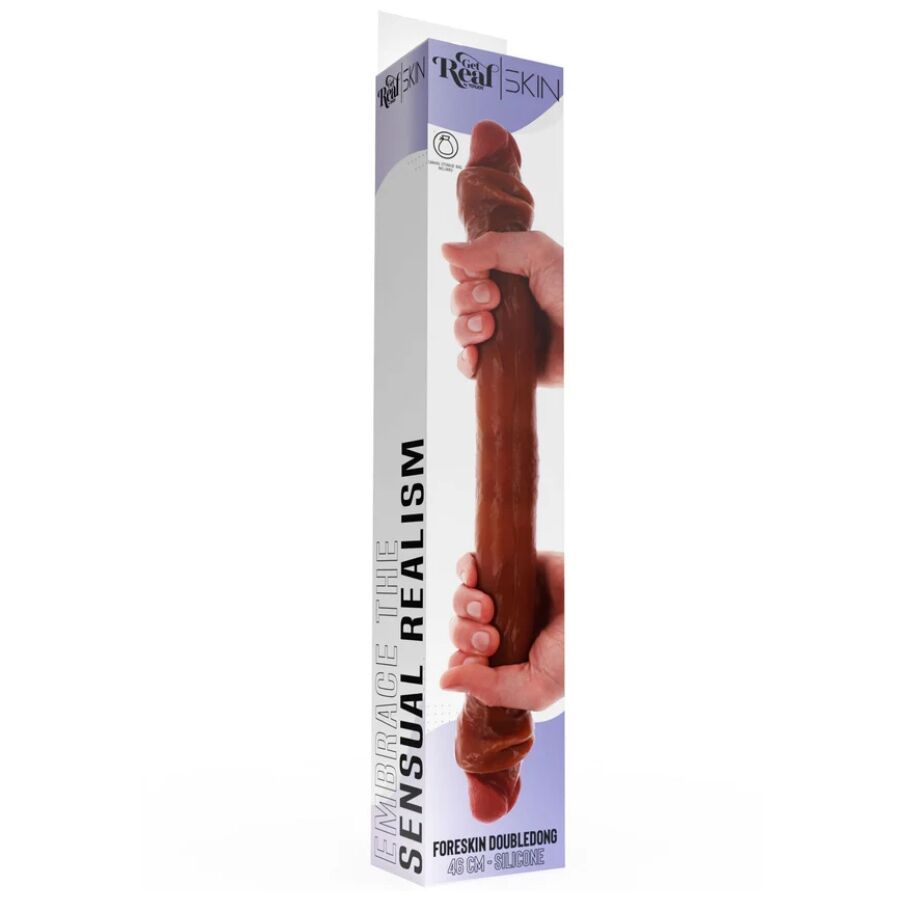 Dubbelsidig silikon dildo karamell 46 cm