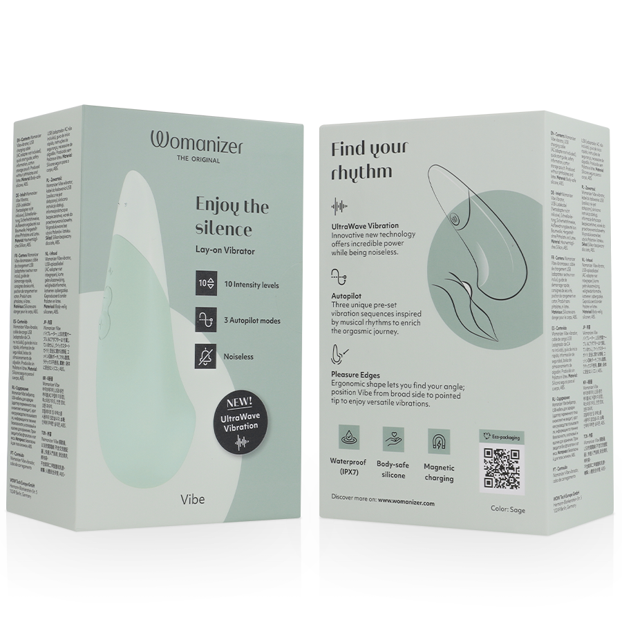 Womanizer Vibe Lay-On Silent Vibrator i färgen sage