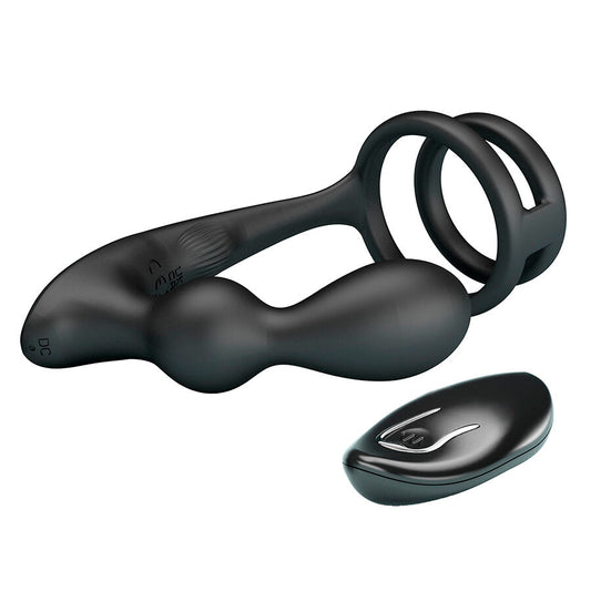 MR PLAY - VIBRATING ANAL PLUG WITH PENIS RING REMOTE CONTROL
