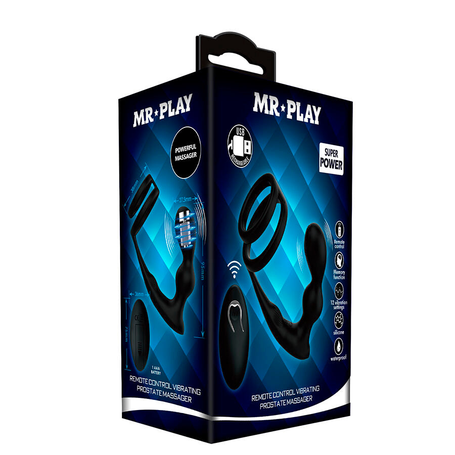 MR PLAY - VIBRATING ANAL PLUG WITH PENIS RING REMOTE CONTROL
