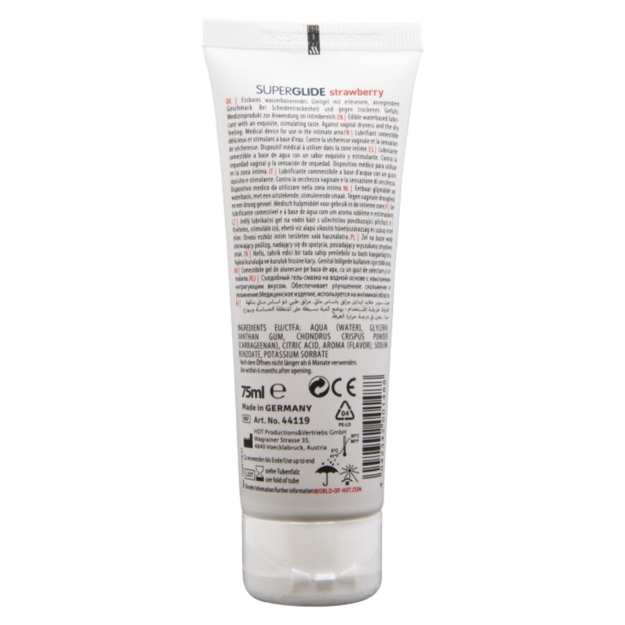 HOT Superglide ätbart glidmedel vattenbaserat jordgubb 75 ml