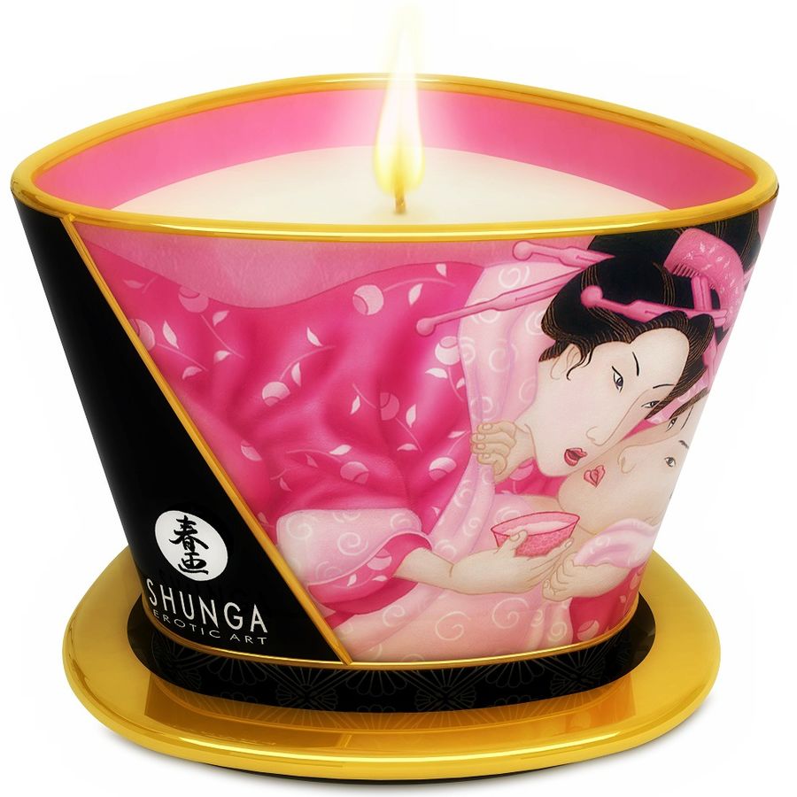 Shunga massage ljus med rosdoft