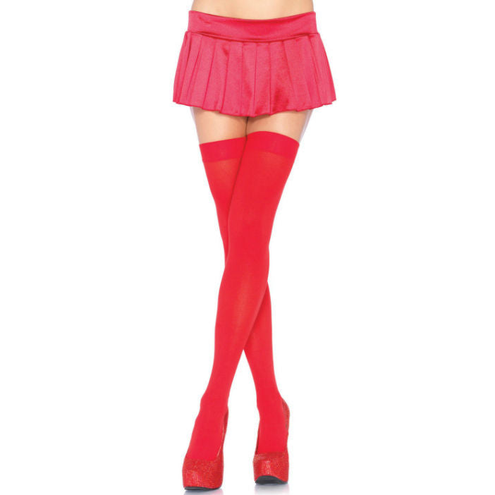Nylon Thigh Highs i röd färg