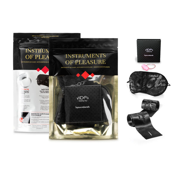 BIJOUX Instruments of Pleasure Red Level med vibrerande ring och satinaccessoarer