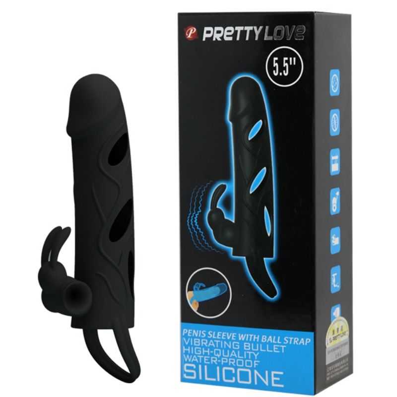 Silikonöverdrag med vibration från PRETTY LOVE, 14 cm