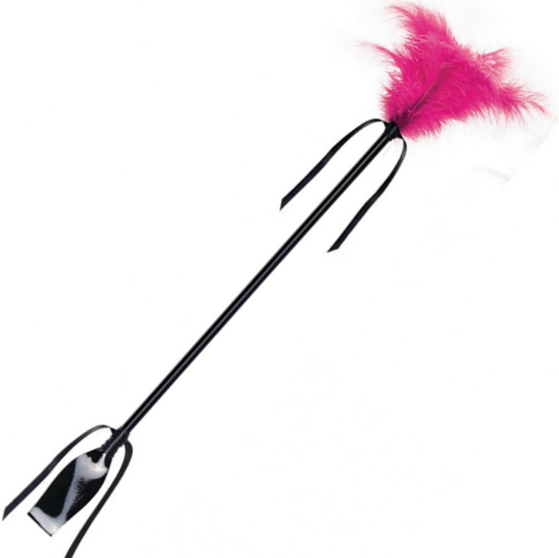 Svart och fuchsia piska med fjädrar