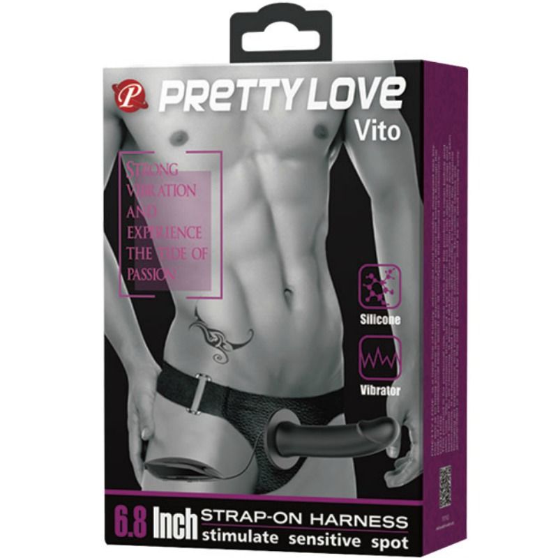 Pretty Love Vito strap-on med håldildo och vibration 17,3 cm