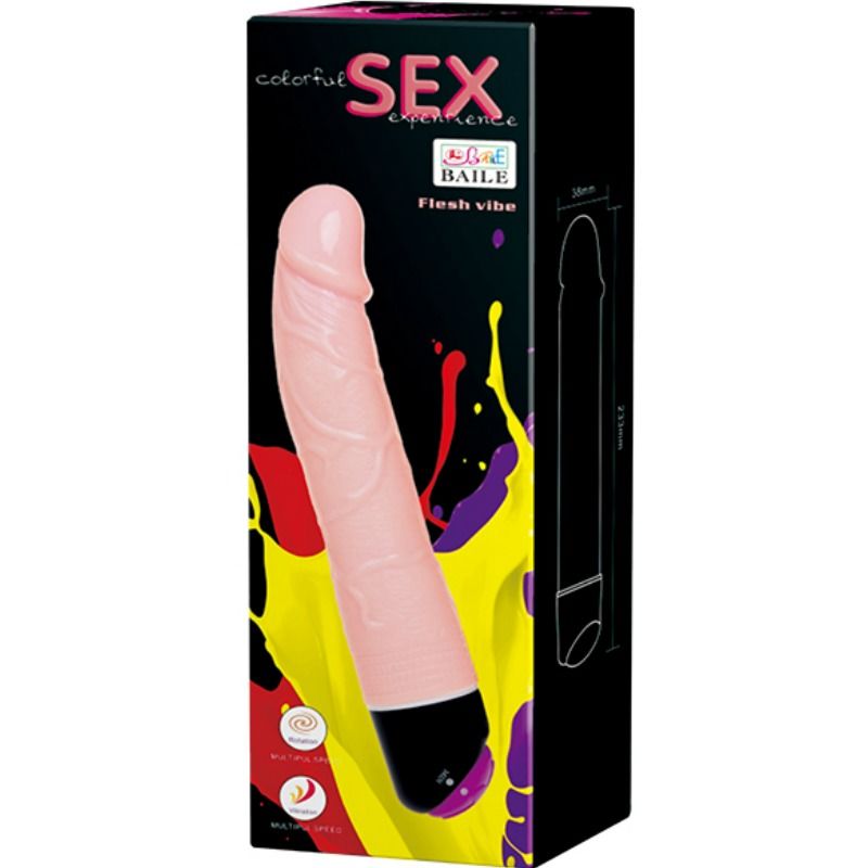 BAILE färgglad vibrator med rotation 24 cm