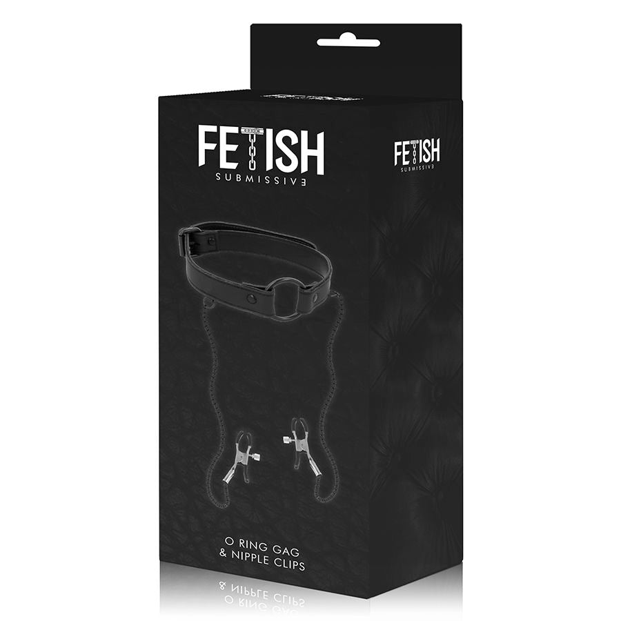 FETISH SUBMISSIVE gag ring med nipple clamps