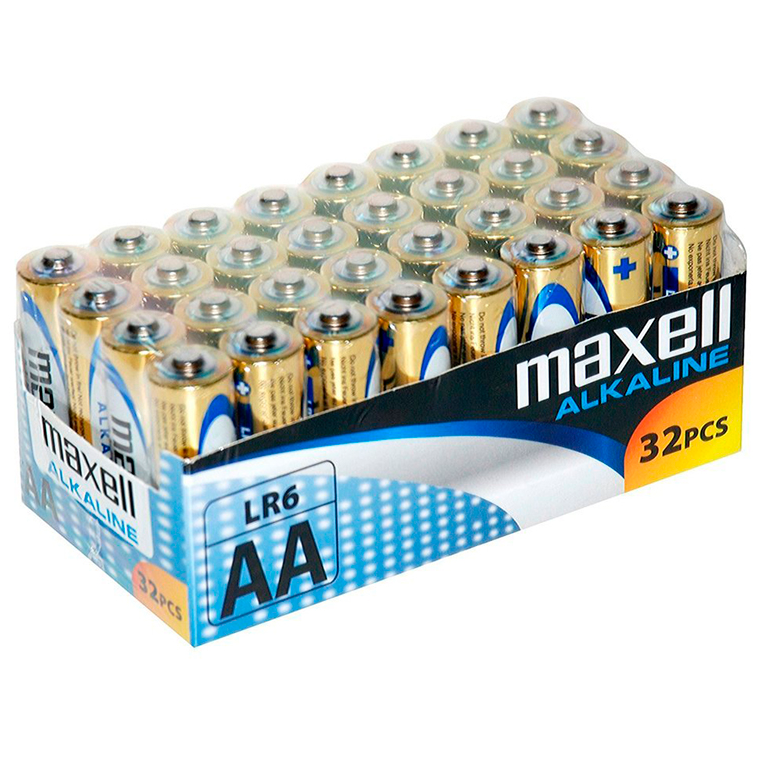 MAXELL AA LR6 alkaliskt batteri pack om 32