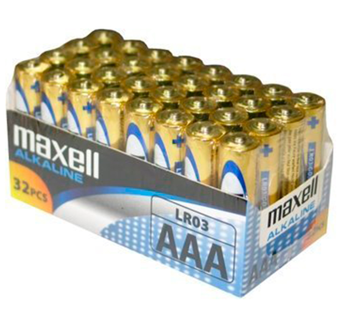 MAXELL AAA LR03 batterier i förpackning om 32 stycken