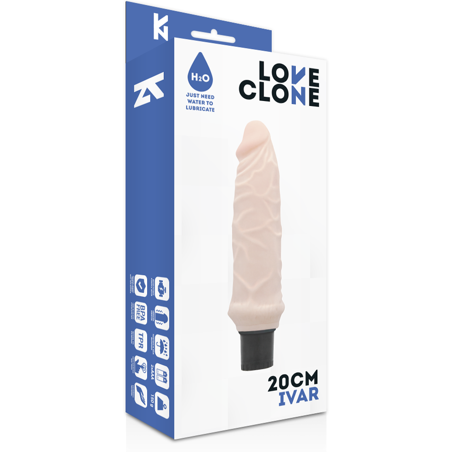 LOVECLONE - IVAR SJÄLVSMÖRJANDE VIBRATOR 20 CM -O- 3.7 CM