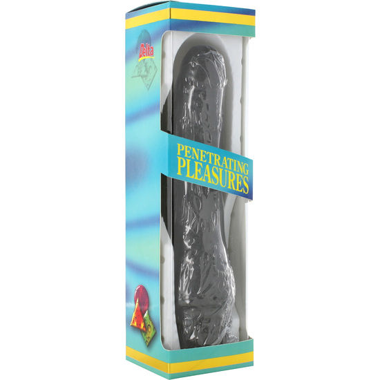 SEVEN CREATIONS - VINYL P-SHAPE VIBRATOR SVART PENIS 20 CM