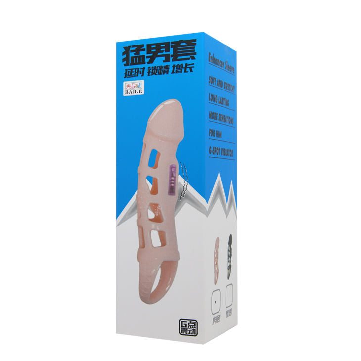 BAILE penis extender sleeve med vibration och rem för testiklar