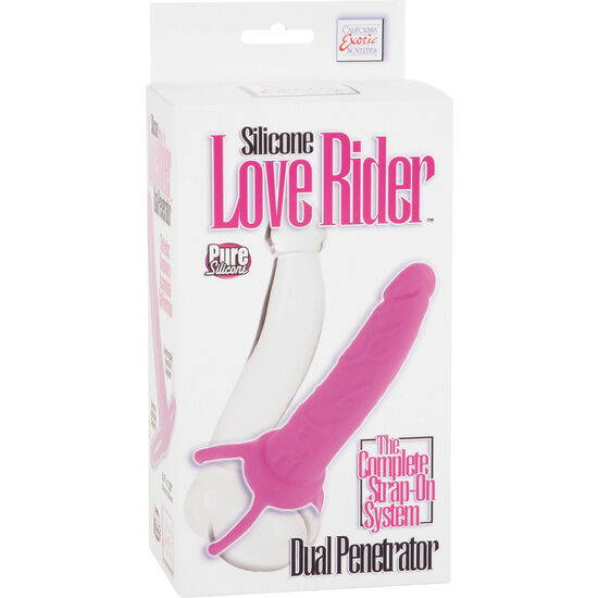 Dildo med testikelharness i rosa silikon