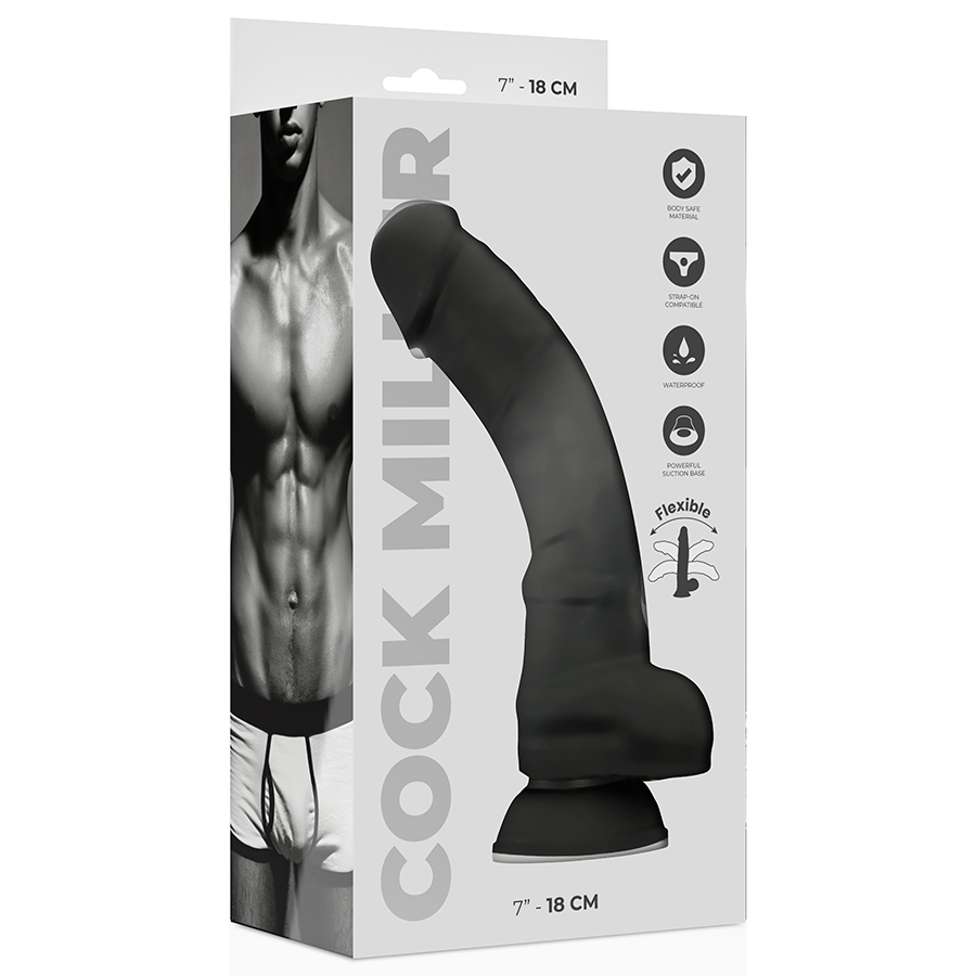 COCK MILLER realistisk dildo i svart silikon 18 cm