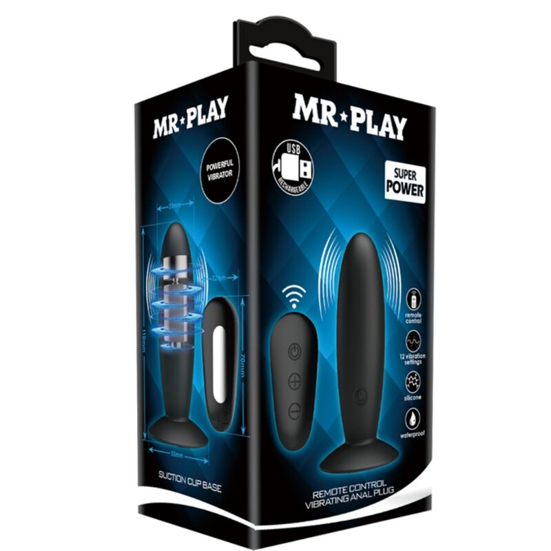 MR PLAY - ANAL PLUG MED VIBRATION SVART FJÄRRKONTROLL