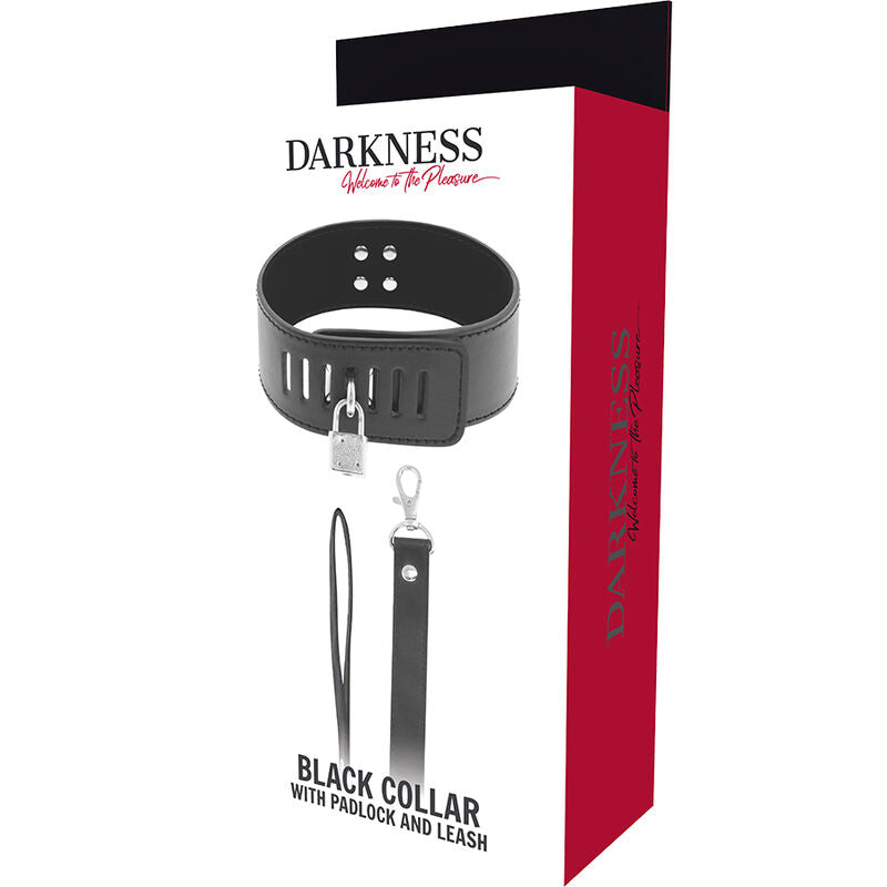 DARKNESS BDSM-halsband med svart lås