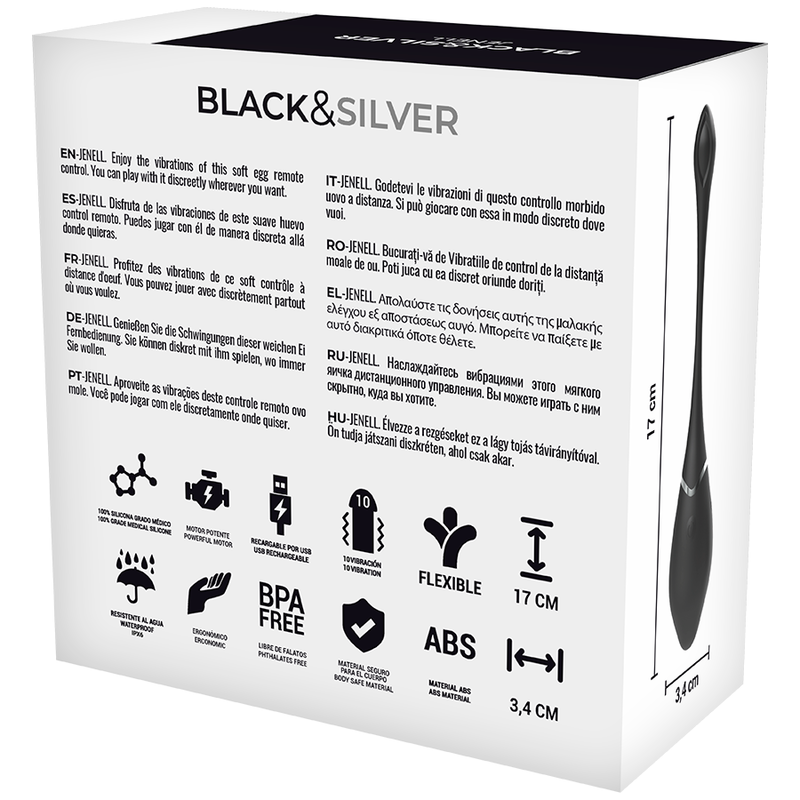 BLACK&SILVER Jenell återladdningsbart vibrerande ägg