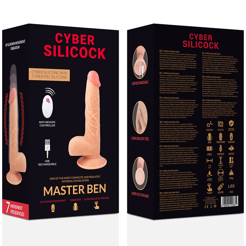 CYBER SILICOCK - Fjärrstyrd Realistisk Master Ben 23,88 cm -O- 4,3 cm