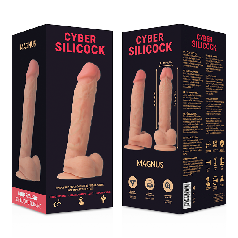 CYBER SILICOCK - ULTRA REALISTISK MJUK LIQUID SILIKON DONG 20,5 CM -O- 4,1 CM
