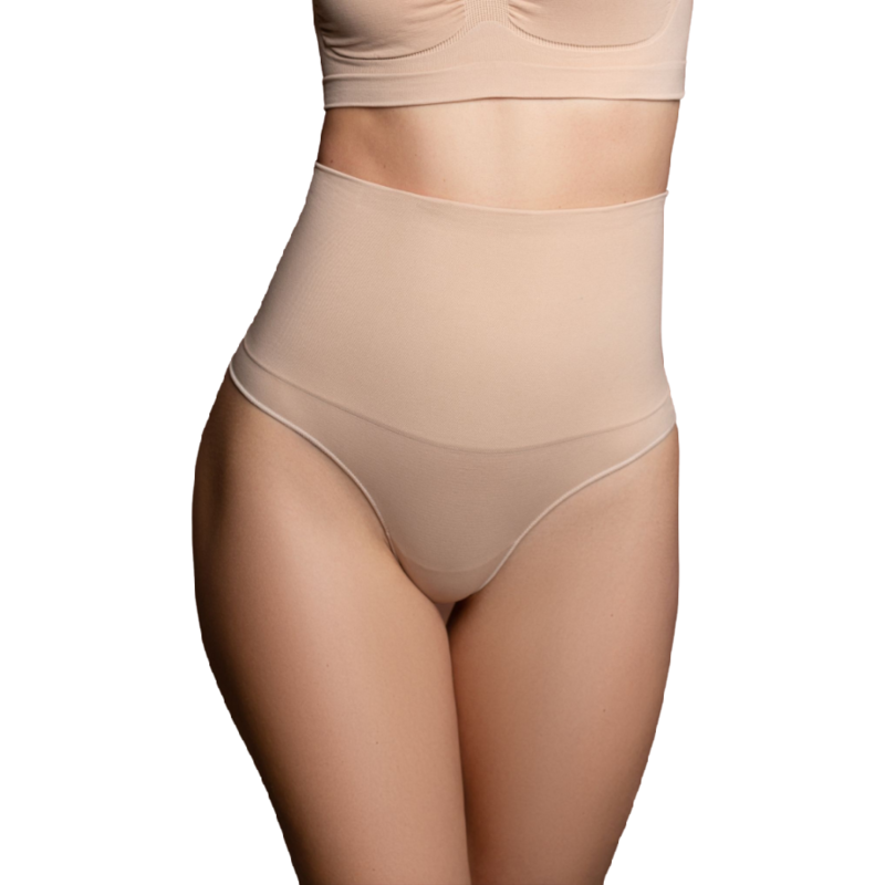 BYE-BRA tanga stil sömlös korsett i beige, storlek L
