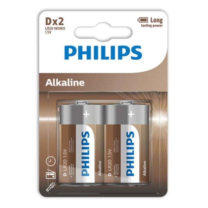 PHILIPS alkaliskt D LR20-batteri i blisterförpackning