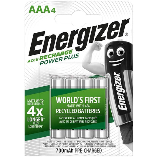 Återuppladdningsbara Energizer AAA-batterier i blisterpaket