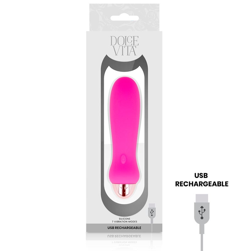 DOLCE VITA - ÅTERUPPLADDNINGSBAR VIBRATOR FIVE PINK 7 HASTIGHETER