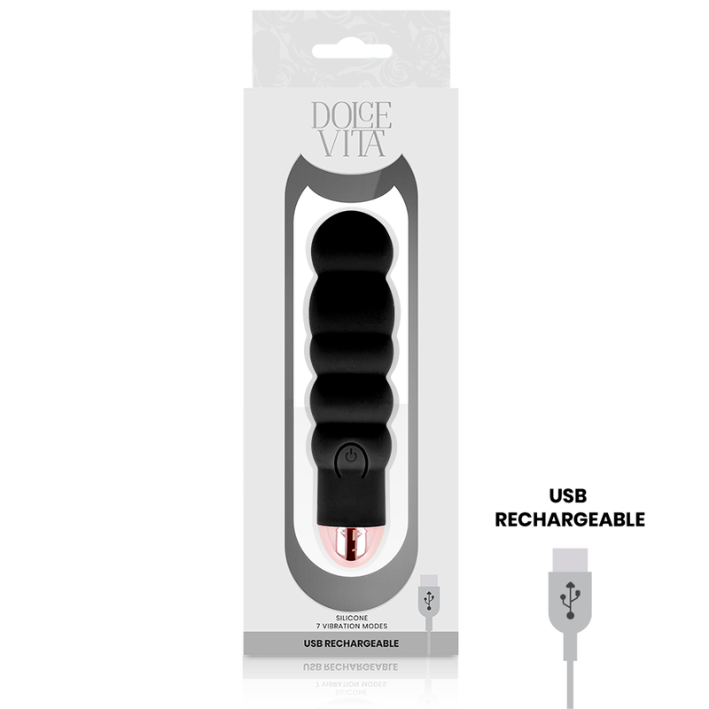 DOLCE VITA återladdningsbar vibrator Six Black med 7 hastigheter
