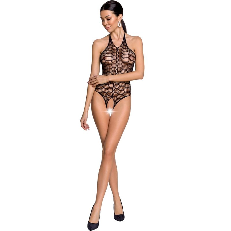 PASSION - WOMAN BS087 SVART BODYSTOCKING EN STORLEK