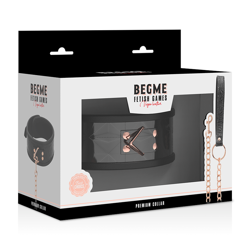 BEGME - BLACK EDITION PREMIUM VEGANSK LÄDERHALSBAND MED NEOPREN FODER