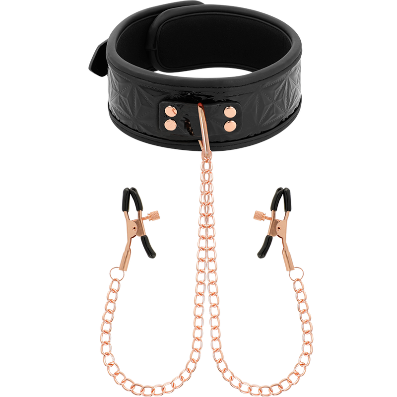 BEGME - Black Edition Halsband med Bröstvårtsklämmor och Neoprenfoder