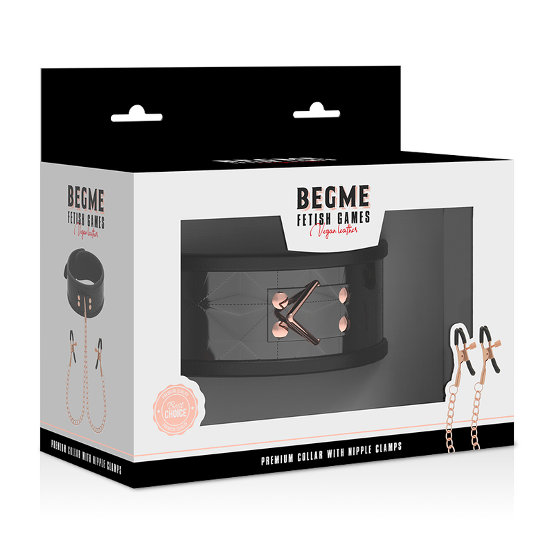 BEGME - Black Edition Halsband med Bröstvårtsklämmor och Neoprenfoder